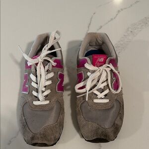 New Balance Suede Sneakers in Gray and Magenta